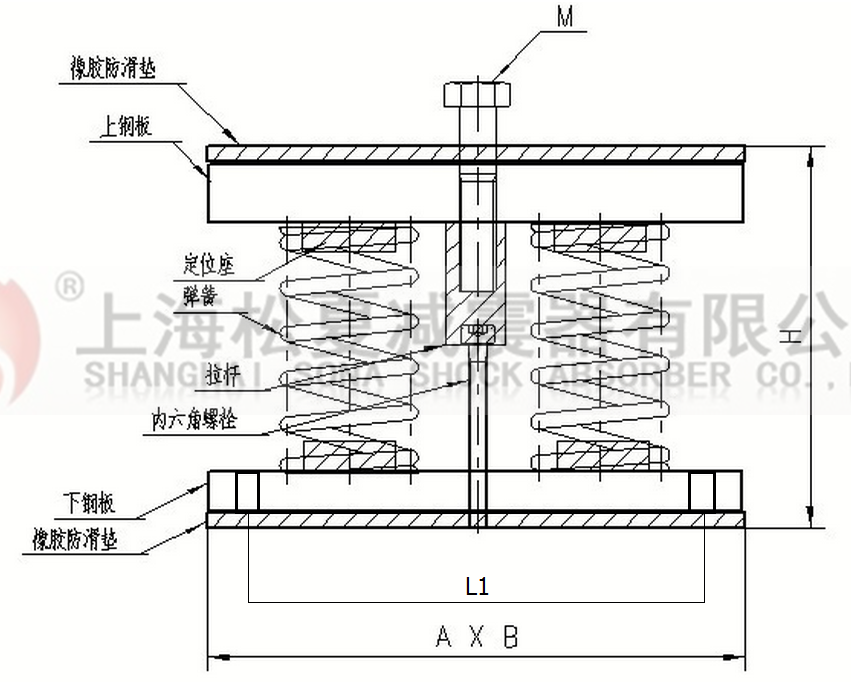 JS型組合式彈簧減震器結構圖 JS型組合式彈簧減震器結構圖
