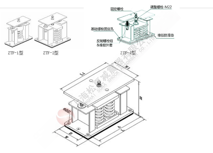 ZTF型可調式彈簧減震器結構圖 ZTF型可調式彈簧減震器結構圖